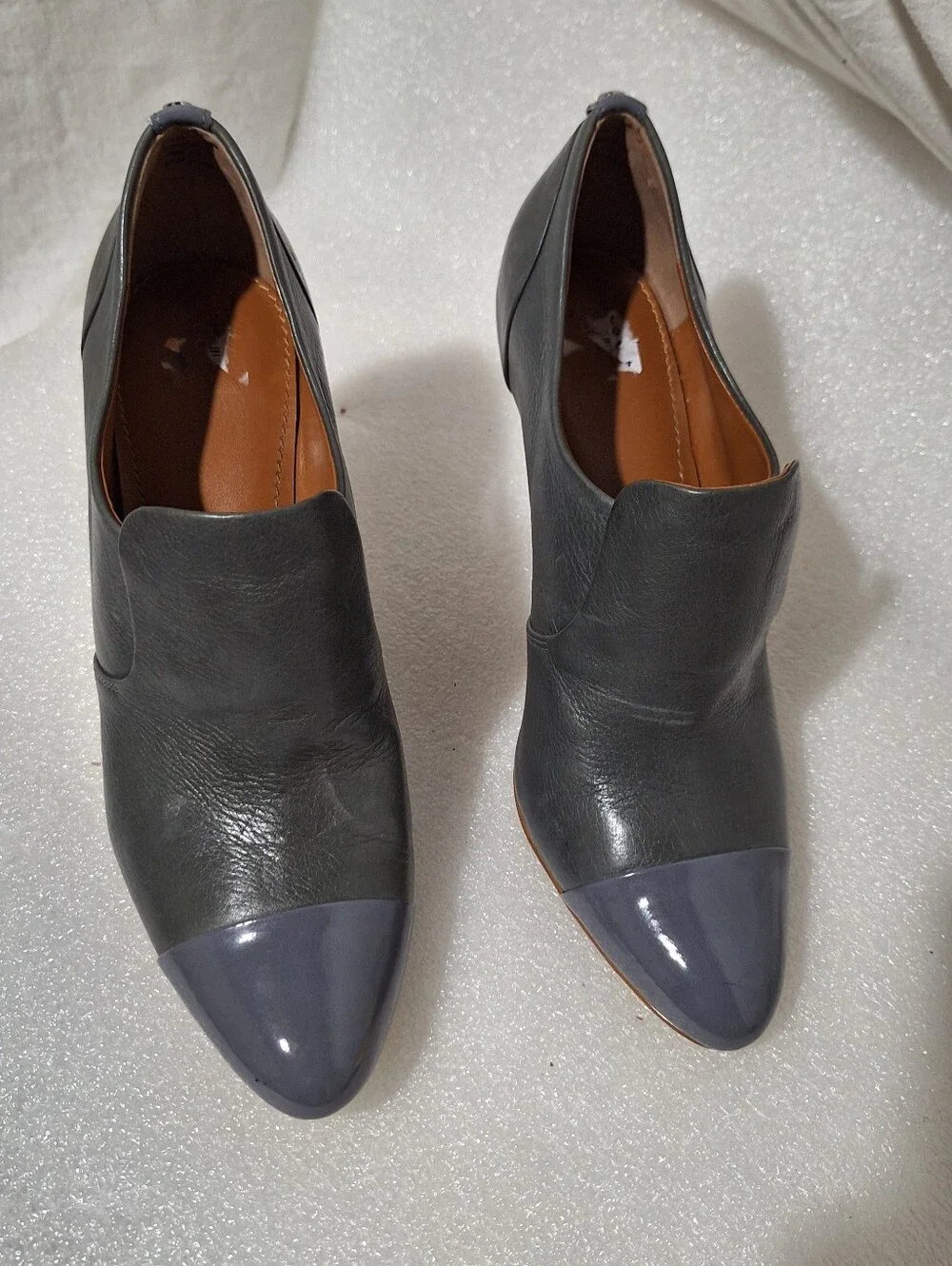 Calvin Klein Two-Tone Gray Pointed Toe High Heel Booties